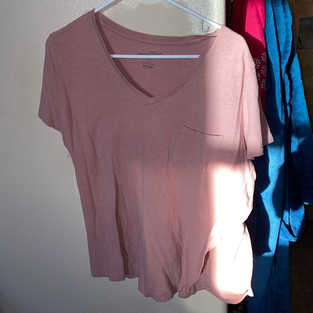 simple basic pink v-neck